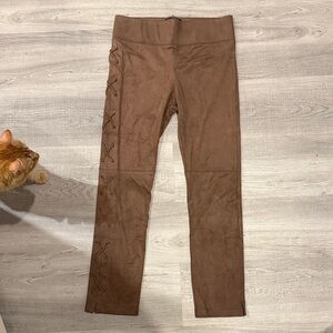 David Lerner Tan Suede Leggings